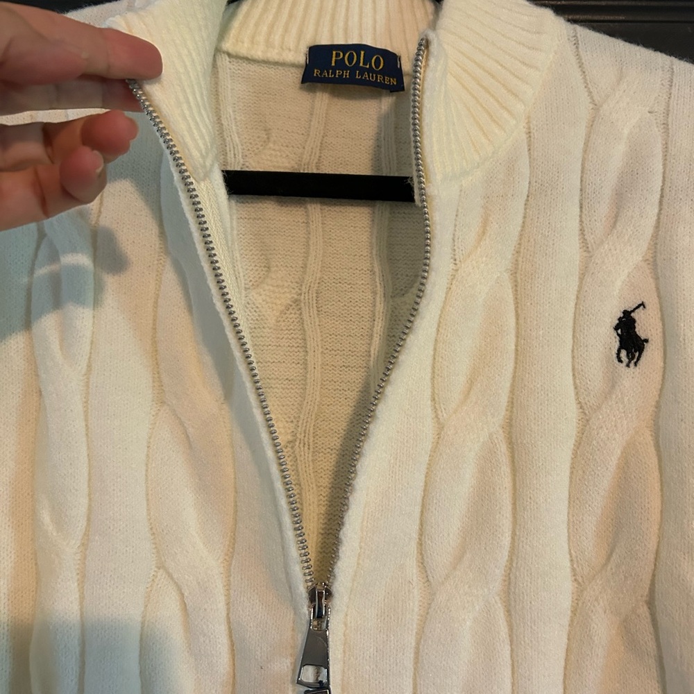Ralph Lauren Outlet Cream Cable Knit Cardigan - Picture 2 of 7
